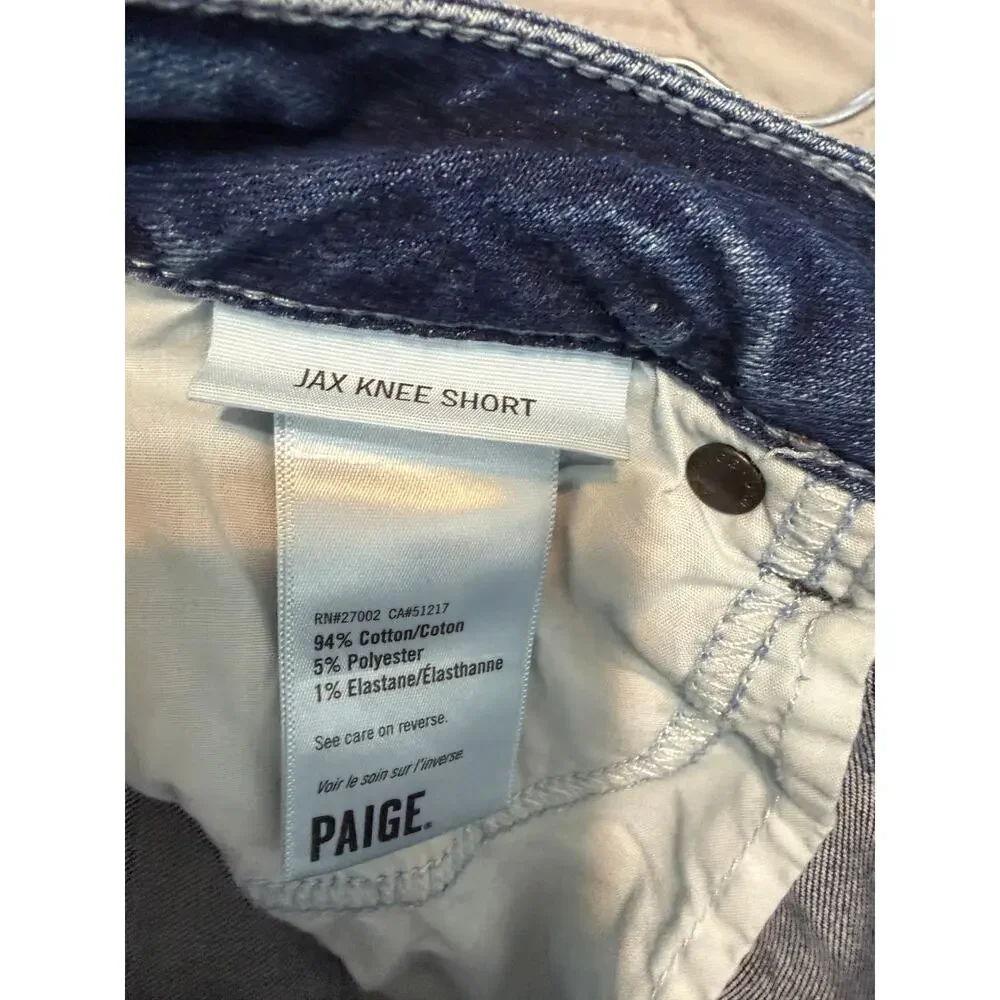 Paige Jax Knee Short Size 25 Cuffed Denim Bermuda Shorts Mid Rise Stretch Preppy